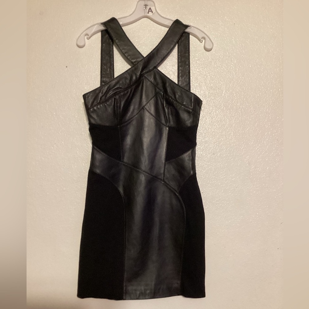 New Bebe Leather Panel Dress